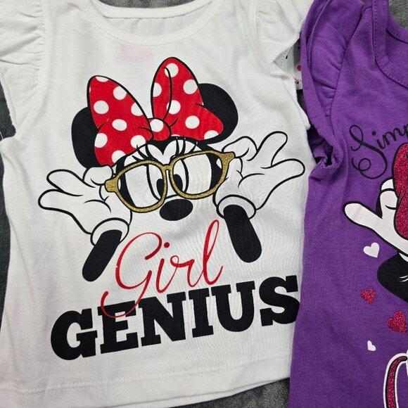 Disney Minnie Mouse Toddler Girls 2T Tee Bundle NWT Girl Genius & Adorable - Picture 4 of 7